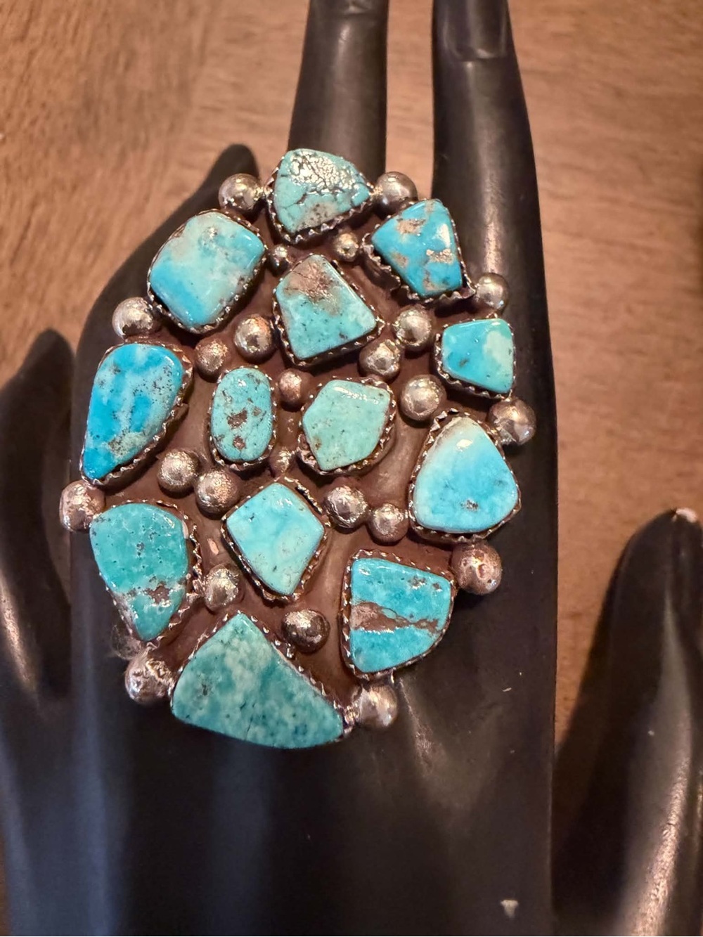 Navajo sterling silver turquoise ring adjustable